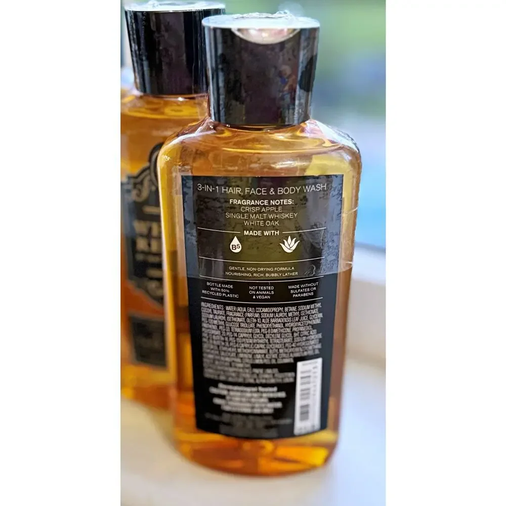 Bath & Body Works Whiskey Reserve Men's 3-in-1 Hair Face Body Wash Gel x3